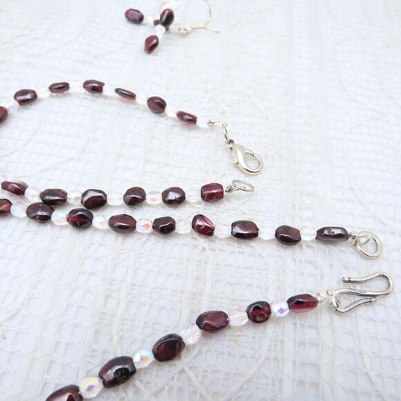 Handmade Garnet Jewelry Set, Garnet Necklace, Earrings, Bracelet, Gift For Her - Picture 7 of 9